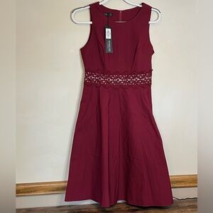 Homeyee red cocktail A-line lace embroidery casual party‎ dress NWT women's 8